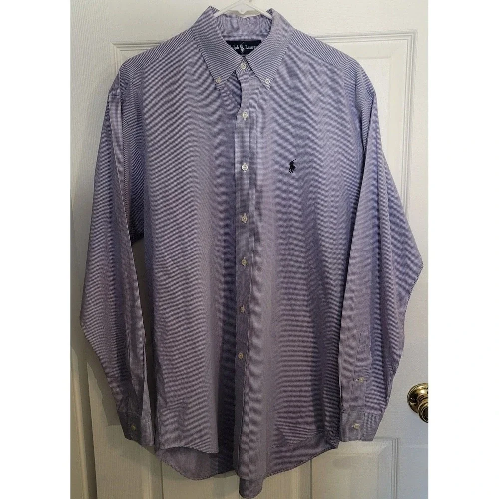 Polo Ralph‎ Lauren Button Down Mens M Purple Gingham Blake Cotton Check Shirt